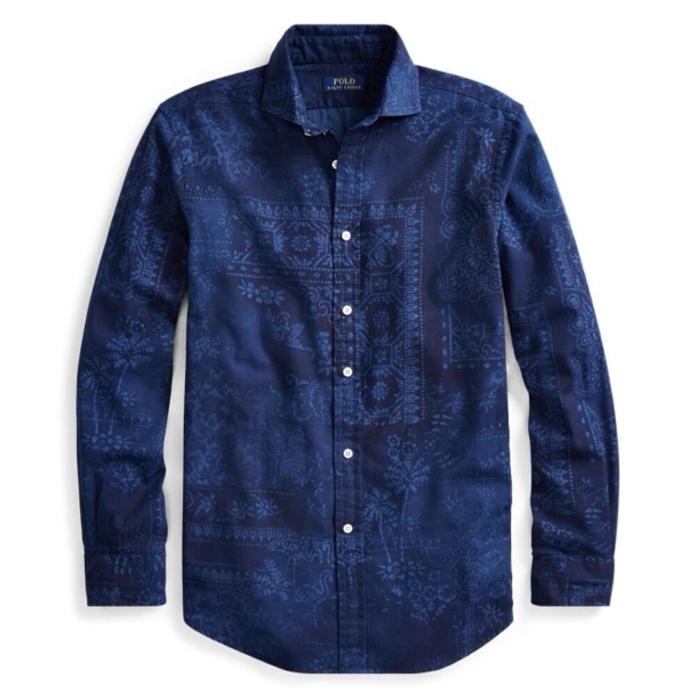 Polo Ralph Lauren classic fit tile print shirt botton front XL TG